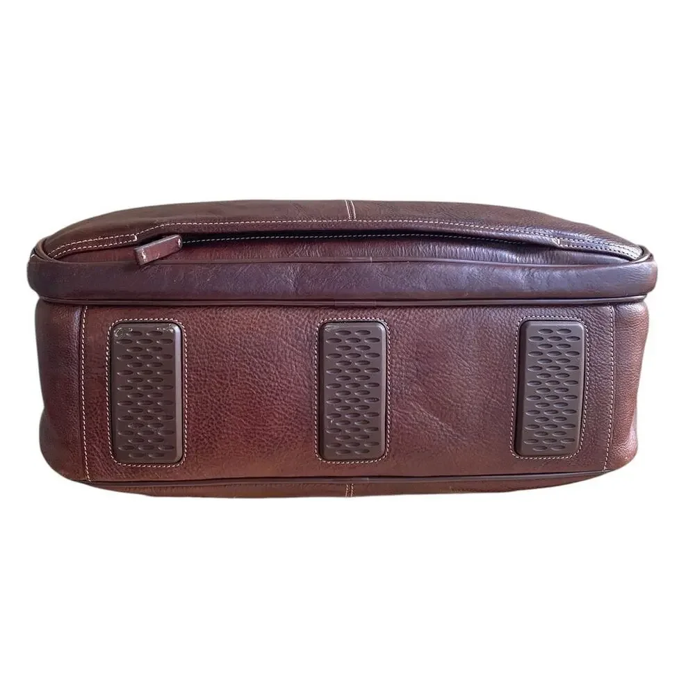 Torino Leather Portfolio Briefcase Brown Tumbled Leather Laptop Messenger Bag